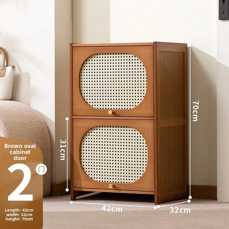 Household entrance shoe cabinet large capacity simple narrow multi-layer vertical small shoe cabinet corridor Oasis Select Brown-5 floors