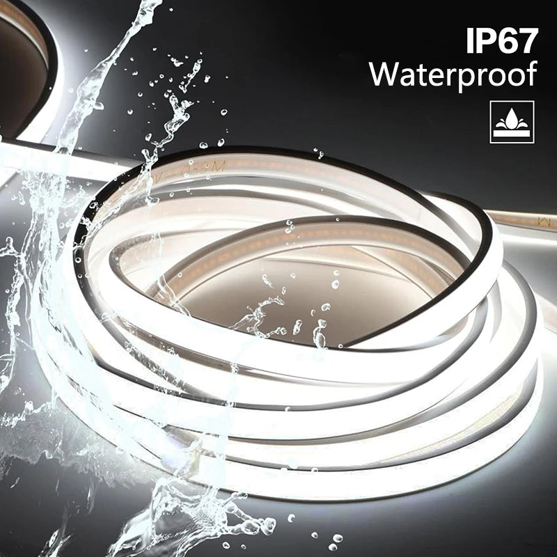 Waterproof COB LED Lights Strip 220V COB Light LED Room Decoration EU Plug 288 LEDS For Room Kitchen Outdoor Garden lighting LED Oasis Select