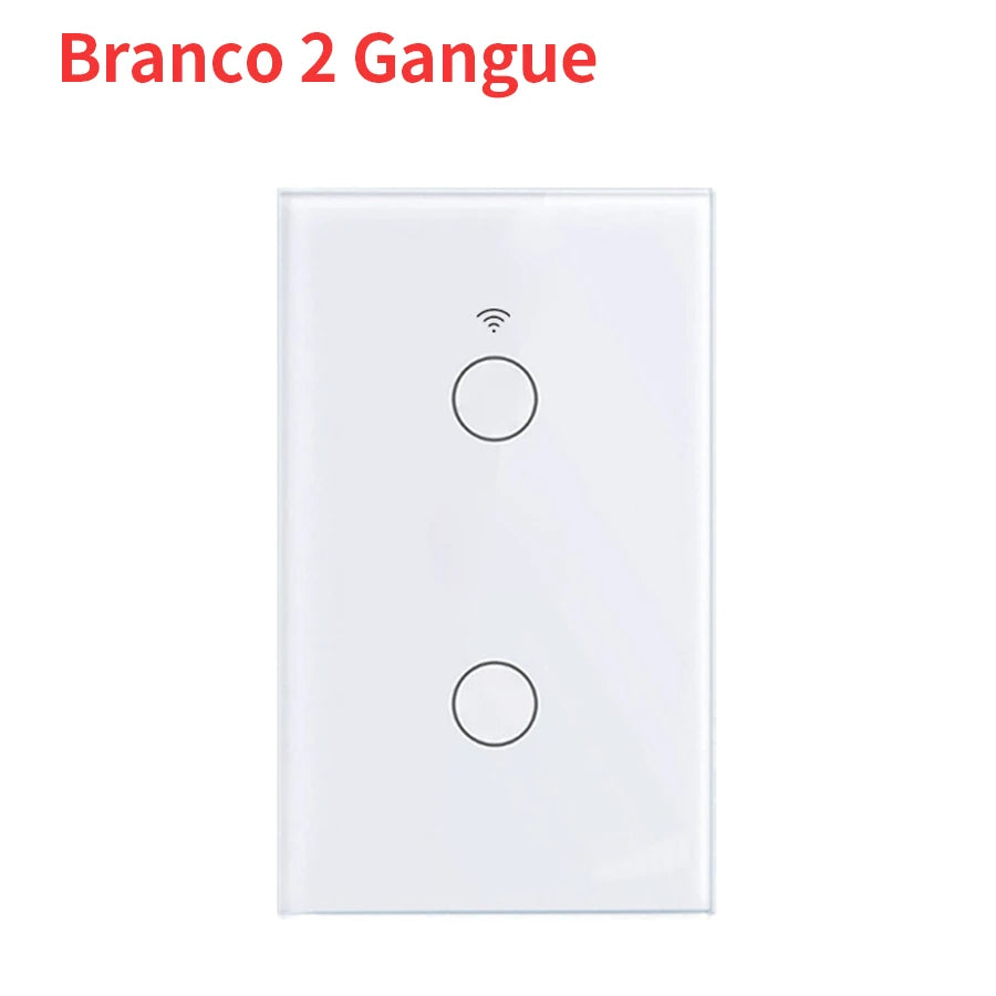 Tuya WiFi Touch Wall Smart Switch 1/2/3 Gang Light Switch Without Neutral Line Smart Life APP Control Support Alexa Google Home Oasis Select 2gang white