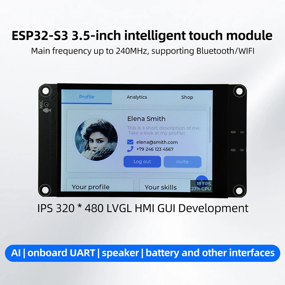 ESP32-S3 3.5-inch IPS 320*480 Touch LED Display Module Supports XiaoZhi AI WIFI Bluetooth Development Board 16M QSPI Flash Oasis Select