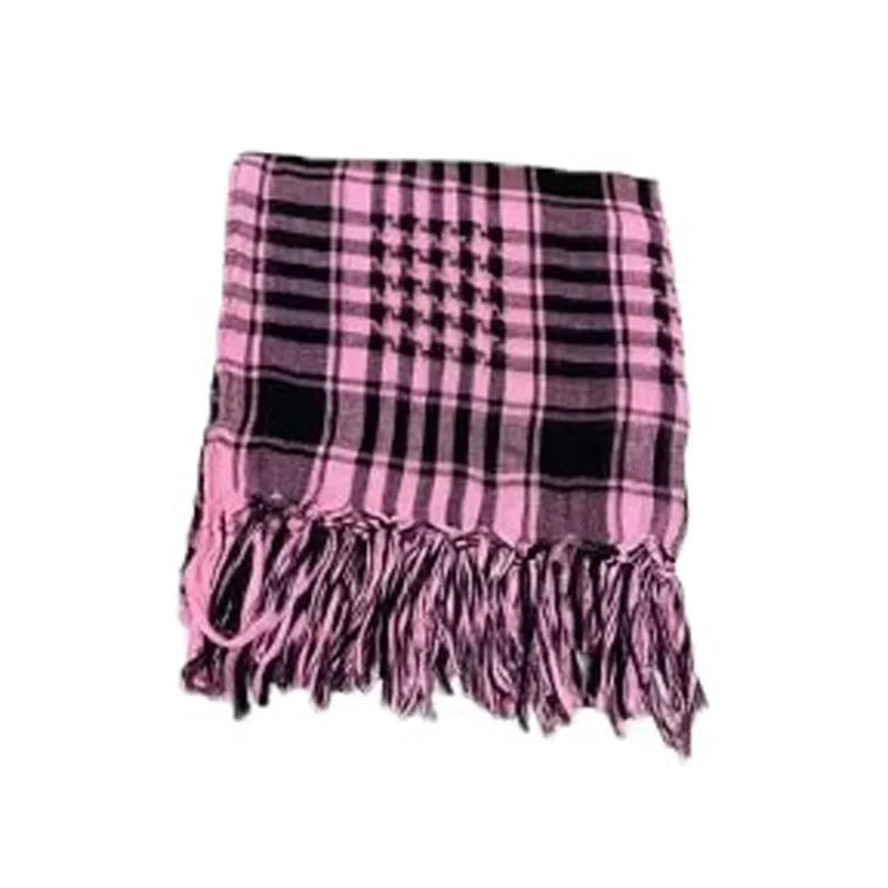 1/2pcs Men Women Scarf Plaid Tartan Lightweight Cotton Keffiyeh Scarf For Winter Square Shawl Scarf Tactical Neck Warmer Cover Oasis Select 1pcs Pink