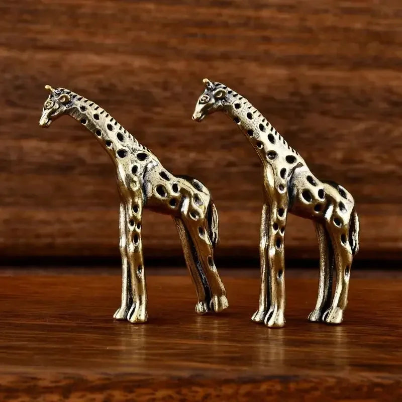 Vintage Brass Giraffe Ornament Office Desk Desktop Decoration Tea Pet Miniature Statue Home Decor Oasis Select