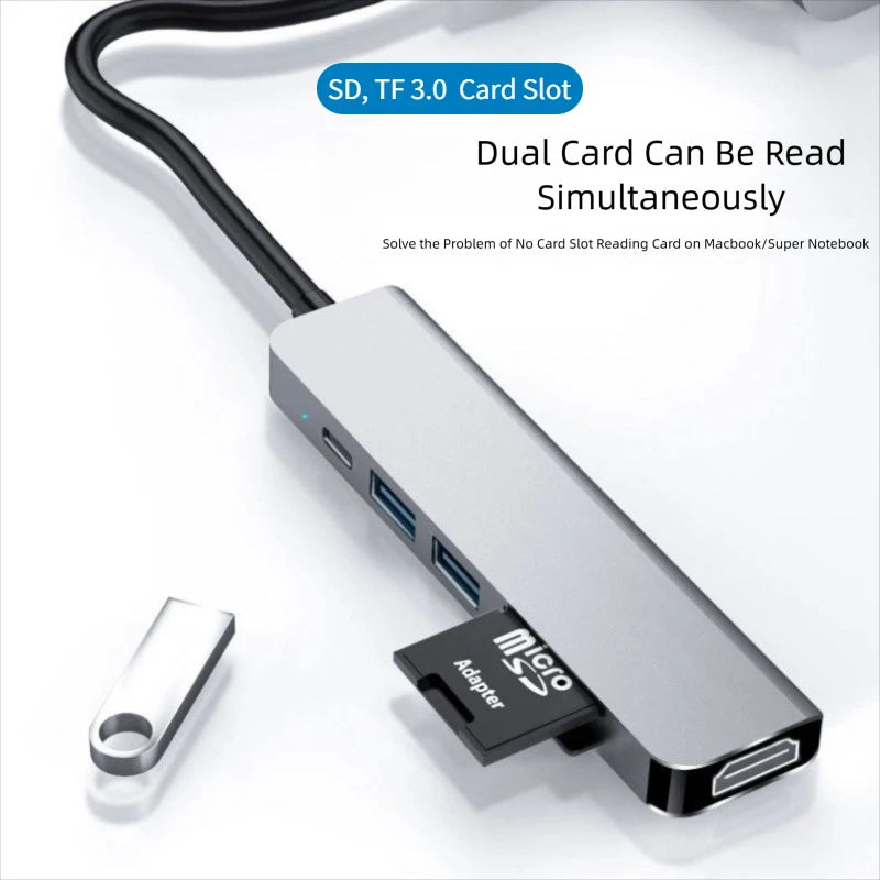 USB 3.0 Type-C Hub To HDMI Adapter 4K 30HZ SD TF Card PD 87W Fast Charge Splitter USB Docking Stations Hub for MacBook Compute Oasis Select