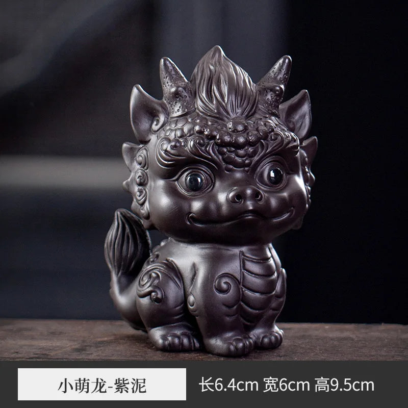 Lucky Purple Clay Cute Pixiu Tea Pet Ornament Premium Nurturable Creative Personalized Tea Play Tea Table Tea Set Accessories Oasis Select Dragon-purple Clay