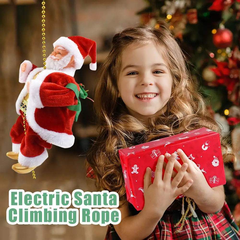 Santa Claus Climbing Beads Music Electric Doll Rope Climbing Santa Christmas Gift For Children Electric Toys Oasis Select
