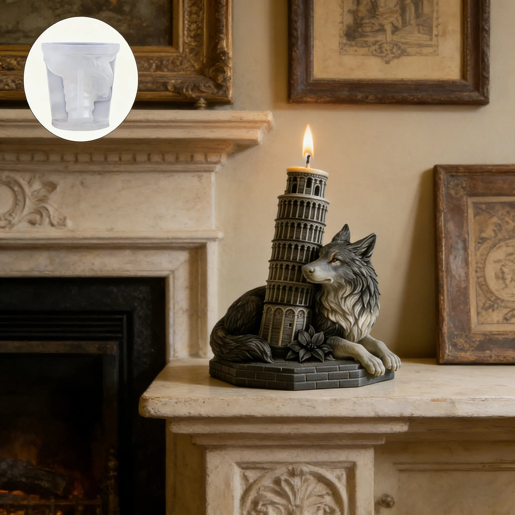 3D Gothic Wolf & Leaning Tower Silicone Candle & Resin Mold
