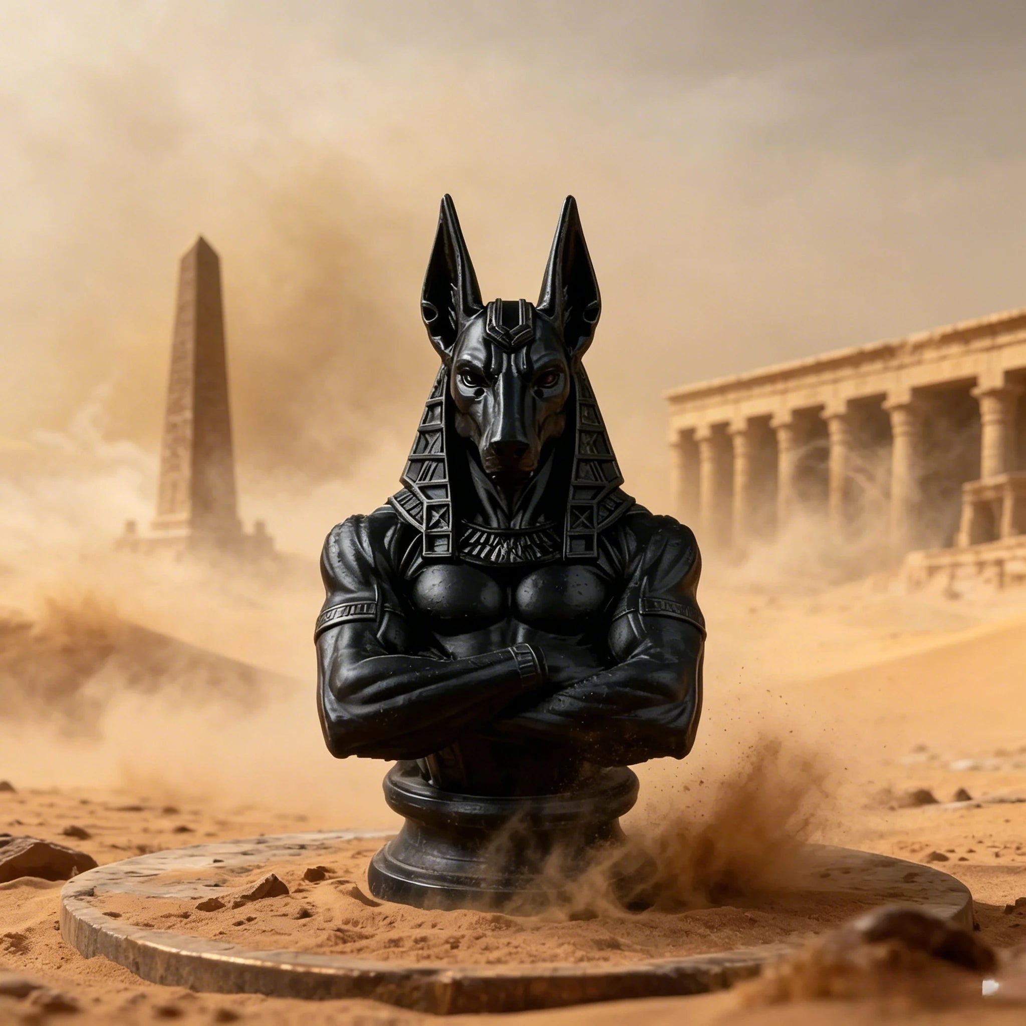 Anubis Bust Figurine 3D Printed Egyptian God Statue Black Jackal Sculpture for Home Decor Collectible Gift Oasis Select black