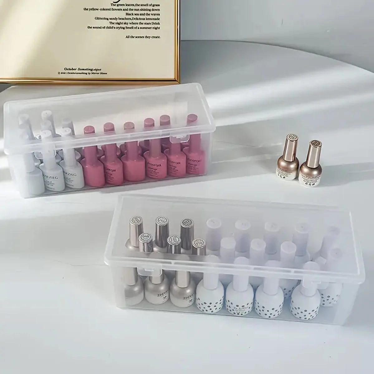 Transparent plastic storage box, desktop cosmetics, nail polish, lipstick shelf, office stationery and sundries storage box Oasis Select