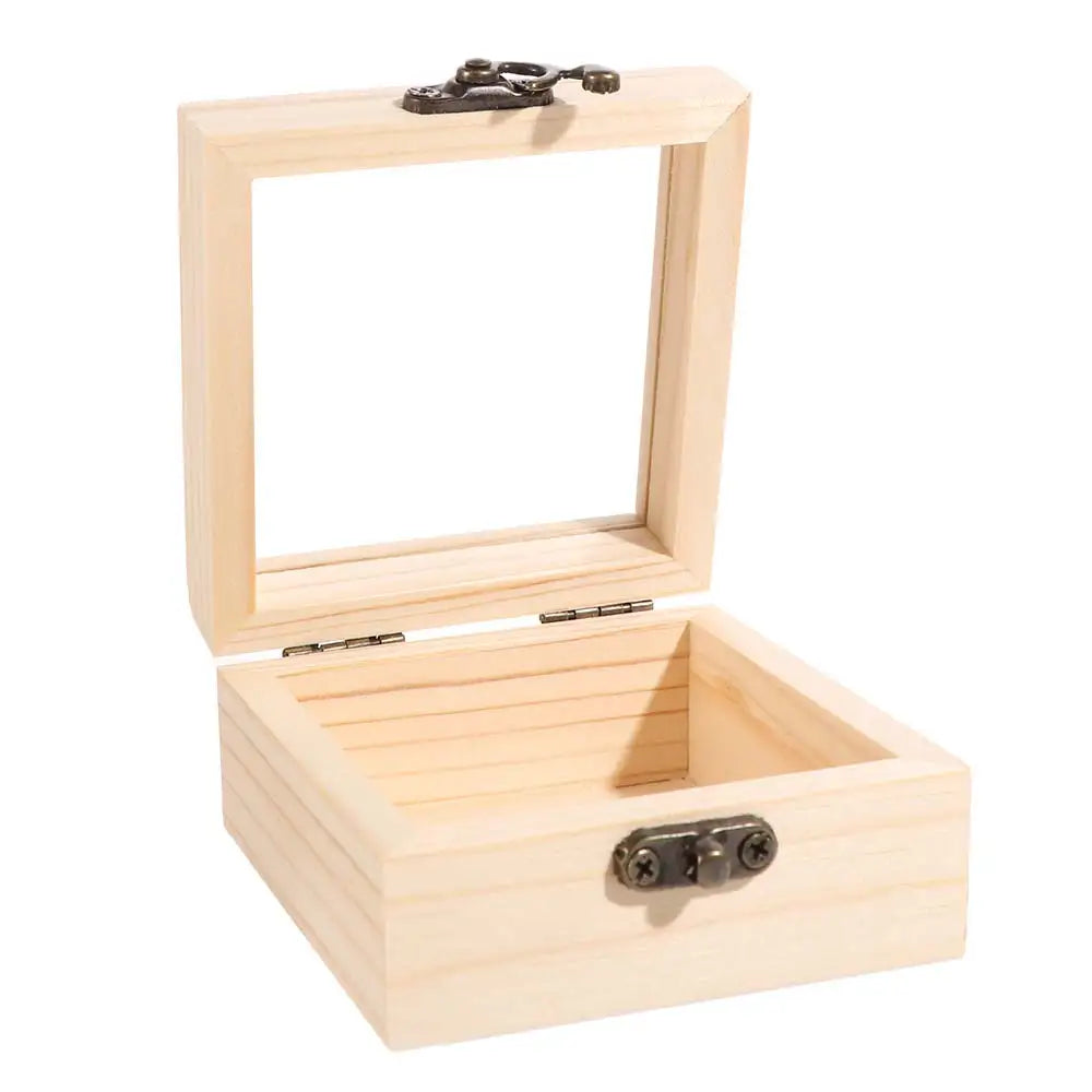 Wooden Storage Box with Glass Lid – Jewelry & Candy Display