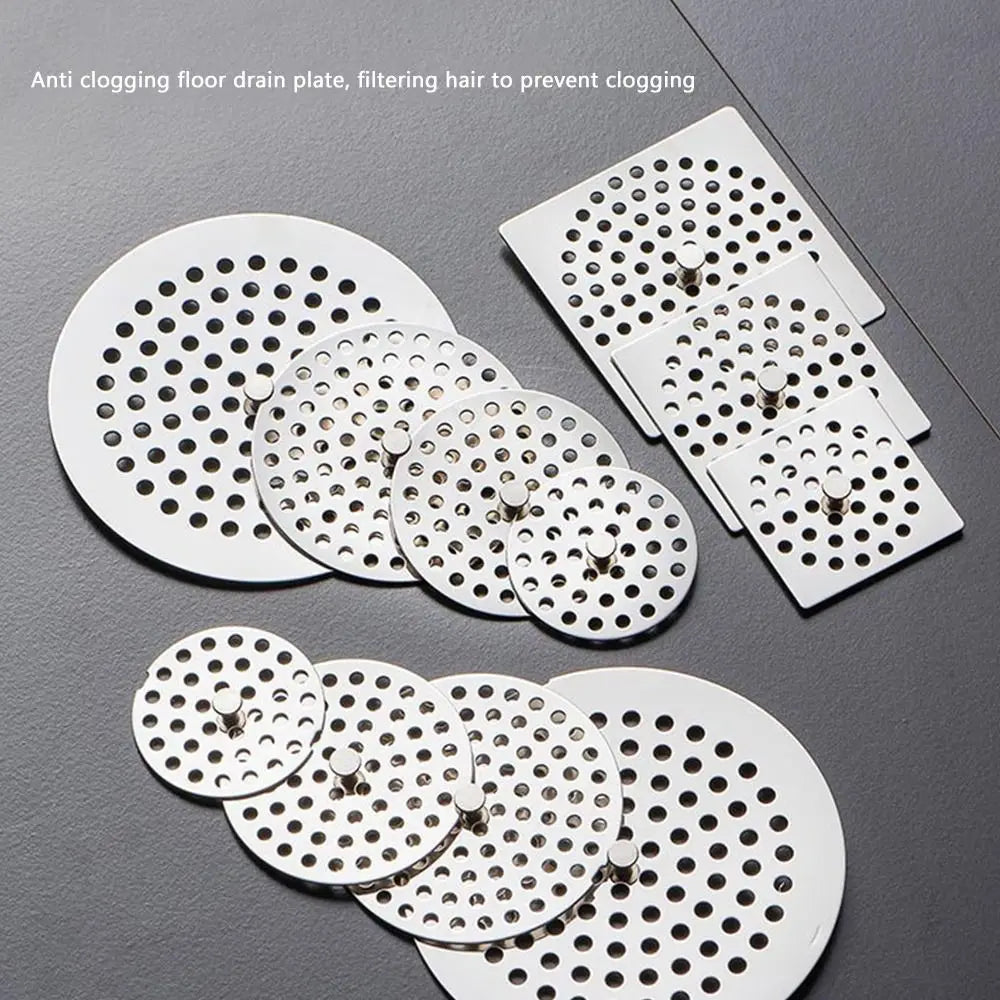 Durable Stainless Steel Floor Drain Net Cover Round Square Shape with Handle Hair Filter Drainage Grille Oasis Select