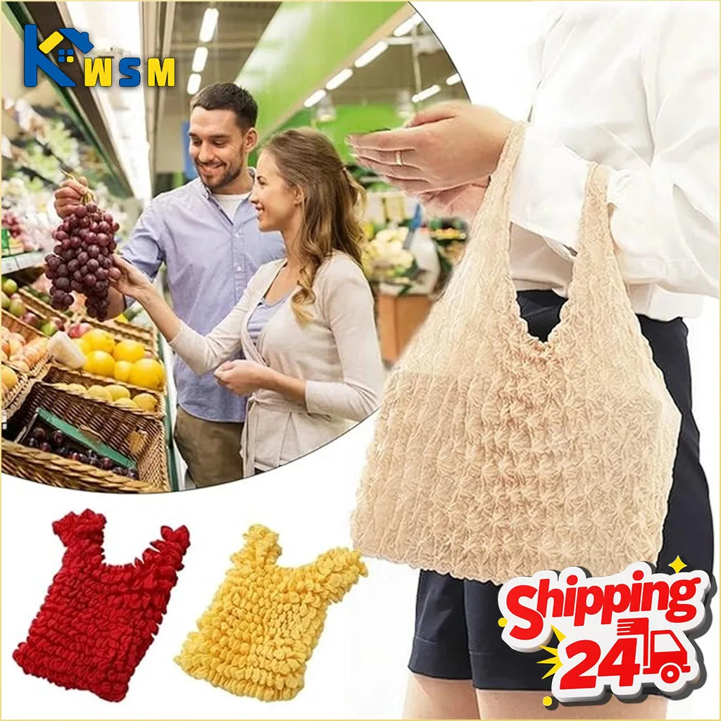 Magic Expandable Shopping Bag Large Capacity Pleated Tote Reusable Foldable Handbag Portable for Grocery Travel Picnic Oasis Select