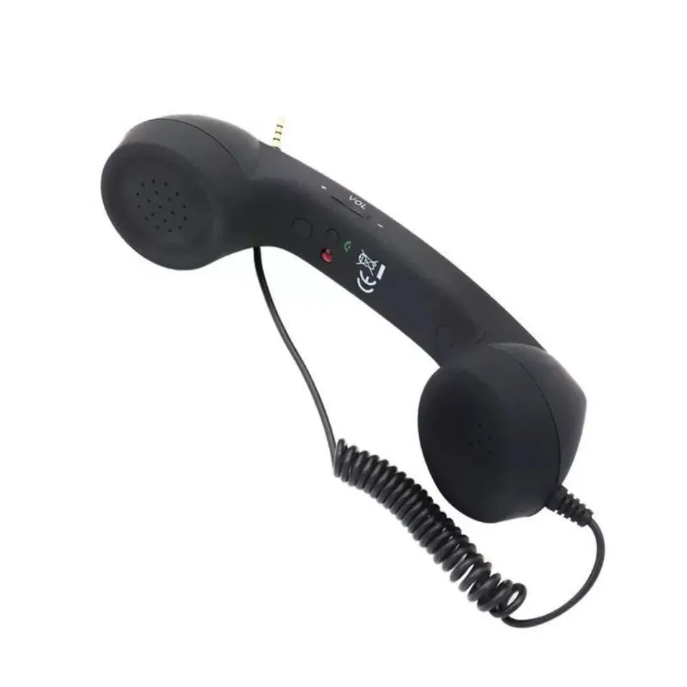Wired Receiver Retro Telephone Handset Handheld Receiver External Volume Control Wired Microphone Handset Type-C/3.5mm Oasis Select 3.5mm Black