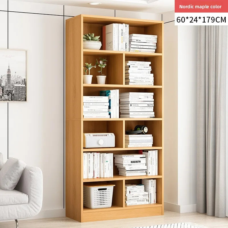 Bookshelf household modern simple floor against the wall large capacity storage shelf living room display cabinet study Oasis Select Maple color-60CM