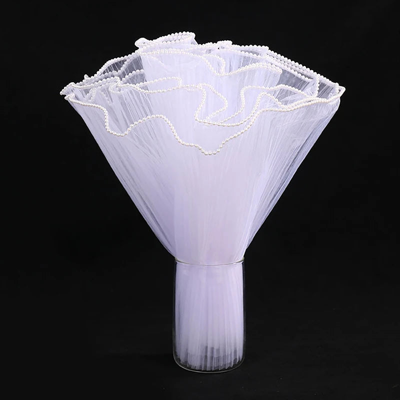 Black White Floral Packaging Bouquets Including Decorative Mesh Wrapping Paper, Pearl-Edged Wrapping Paper, Wrinkled Wave Mesh Oasis Select white