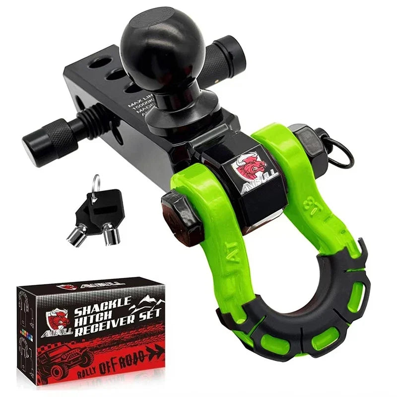 Three hole ball head trailer arm 2-inch base universal RV off-road rescue towing trailer black chrome ball head Oasis Select green