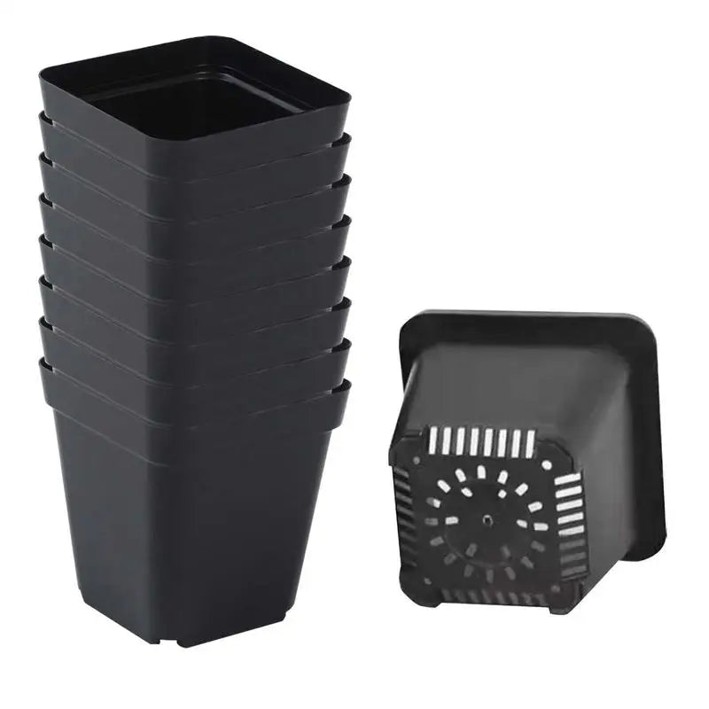 50pcs Starter Pots Plant Nursery Pots Seed Starting Pots Plastic Flower Plant Container Seedling Cups Square Black Seedling Pots Oasis Select