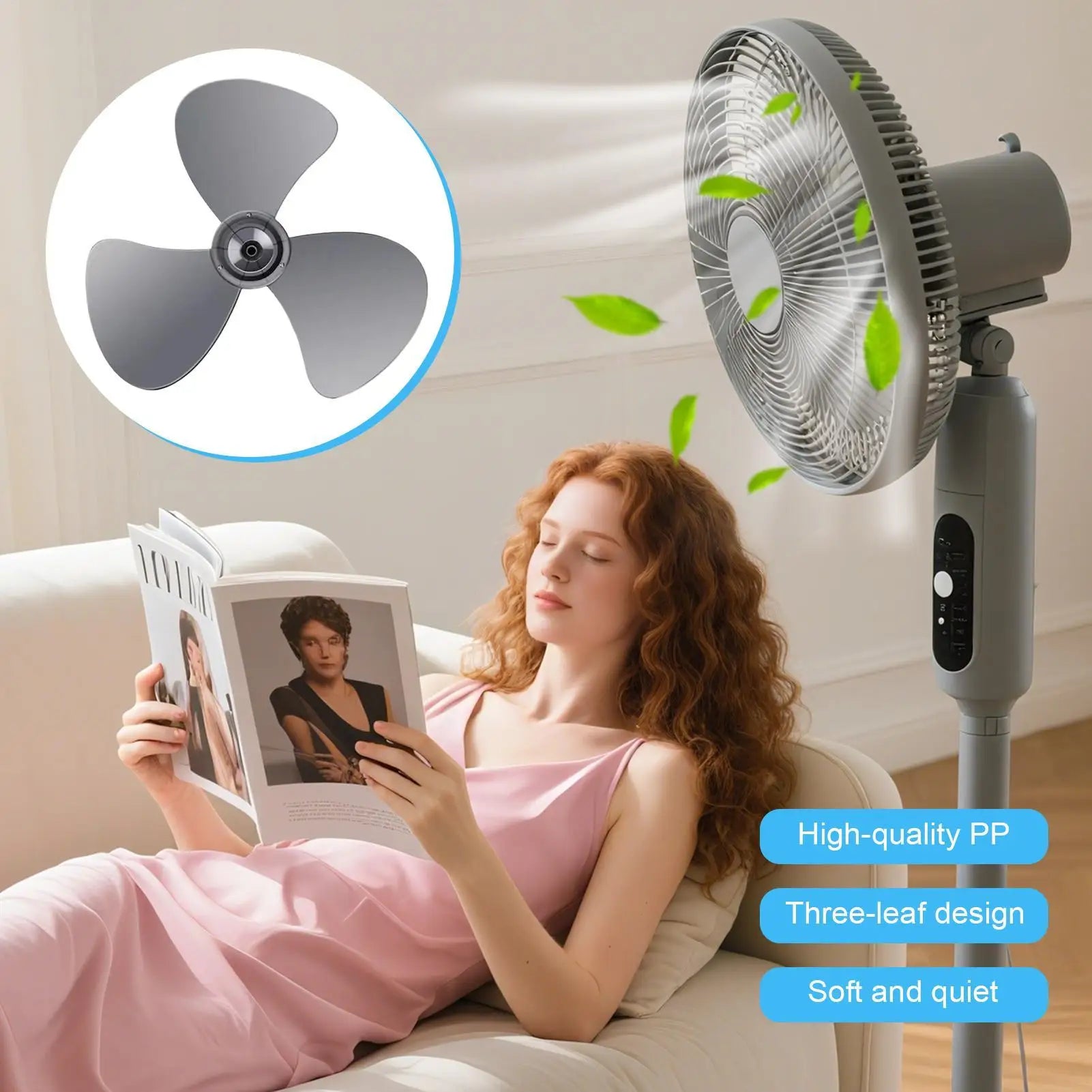 1pcs Fan Blade 16inch Plastic Fan Blade 3 Leaves For Standing Pedestal Floor Wall Table Fanner Electric Fan Accessories Oasis Select