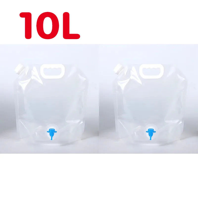 1/3/5Pcs 10L Camping Water Bag Portable Folding Water Bucket Large Water Container Outdoor Travel Collapsible Pouch Can Oasis Select Transparent-2PCS