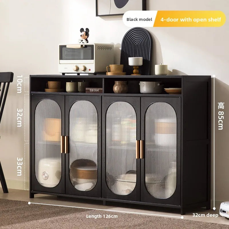 Tea Cabinet, Living Room Against the Wall Cabinet, Locker Storage, Low Cabinet, Kitchen Shelf, Household Dining Cabinet Oasis Select Black Four Door GC