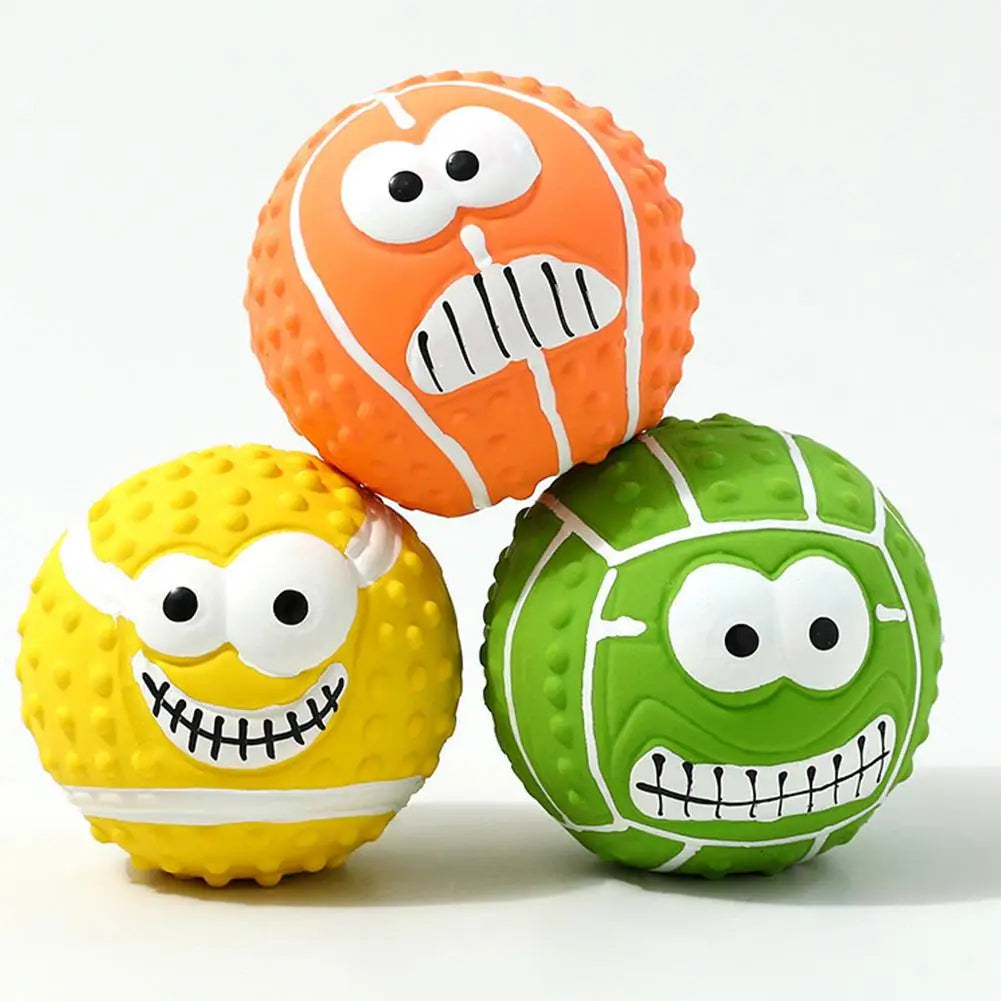 Funny Dog Toy Ball Creative Expression Pet Rubber Ball Interactive Molar Chew Toy Durable Fetch Play for Small Large Dogs Oasis Select