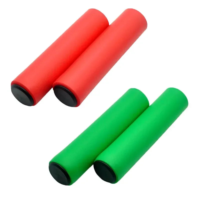 3/2/1Pairs Bicycle Grip Silicone Sponge Soft MTB Mountain Bike Handlebar Cover Anti Slip Shock-Absorbing Scooter Grip Oasis Select red-green