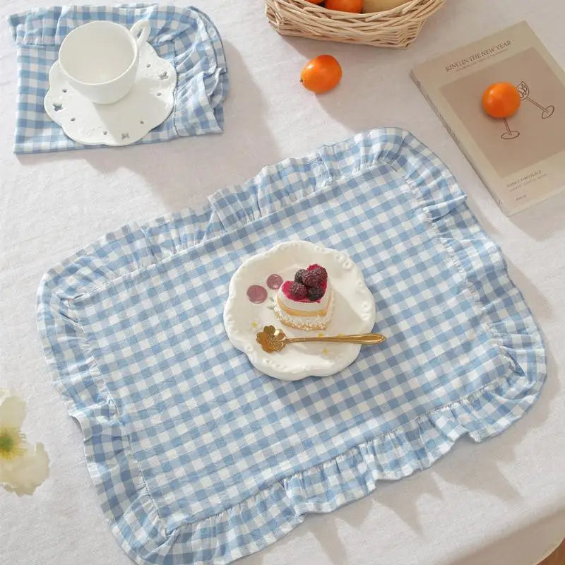 Pink Blue Stripe Ruffle Placemat – Kitchen & Dining Table Decor