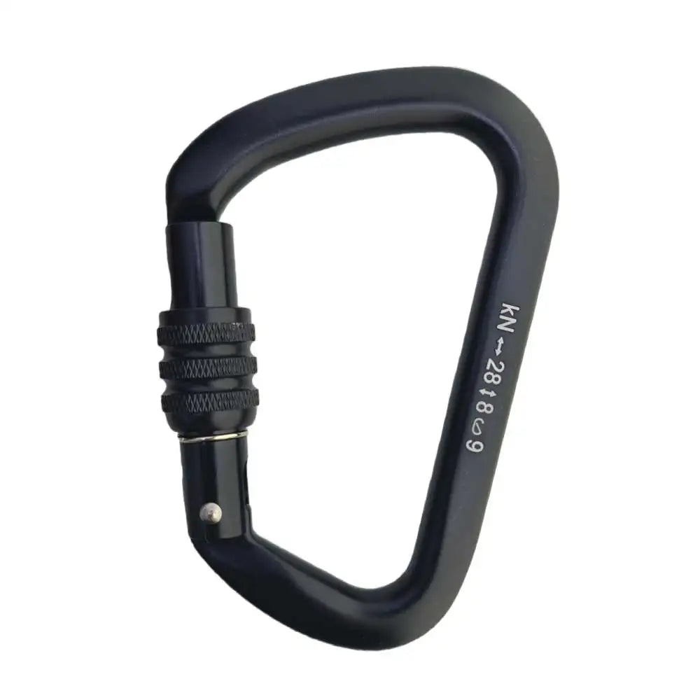28kN Big D Screw Gate Carabiner Rock Climbing Mountain Landing Hook High Altitude Clip Aluminum Alloy Safety Buckle Equipment Oasis Select black