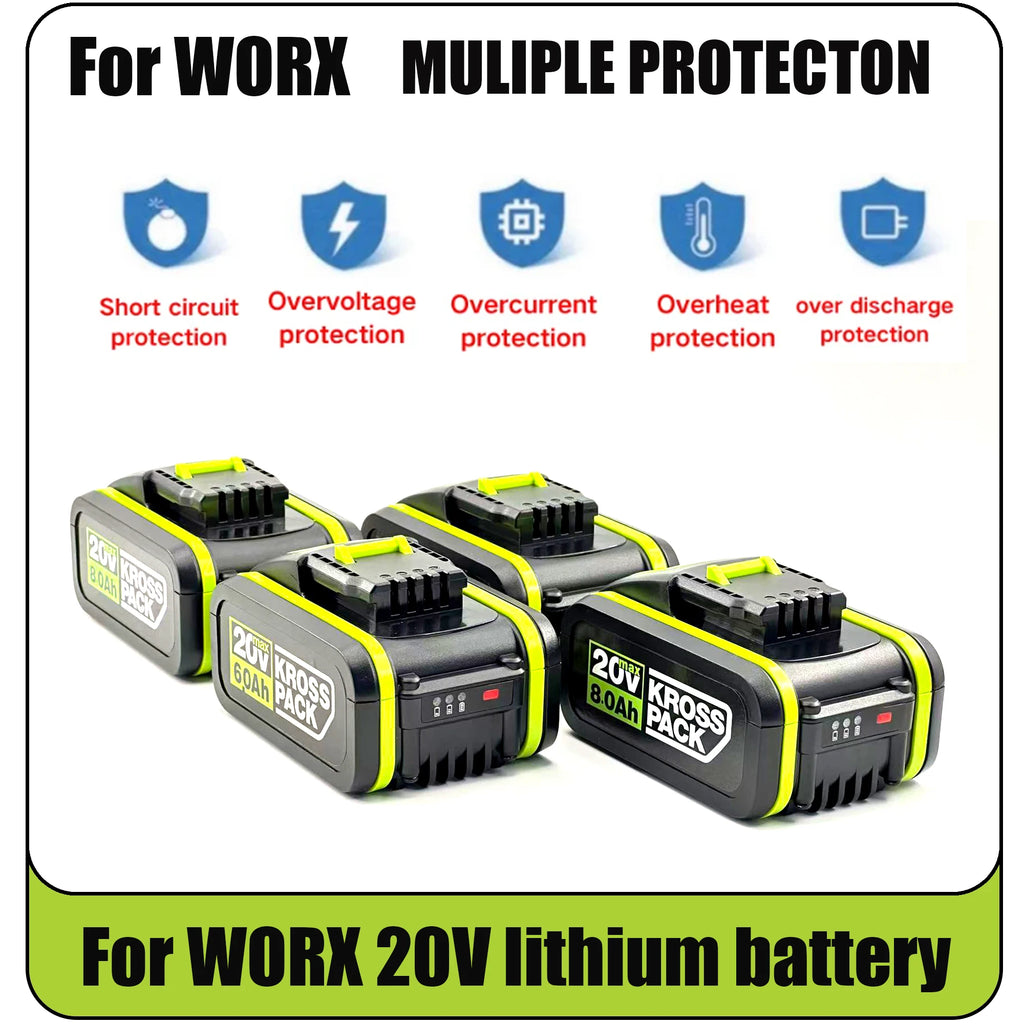 20V 6.0/8.0/Ah rechargeable lithium battery for power tools, suitable for Worx WA3553 35514 Oasis Select