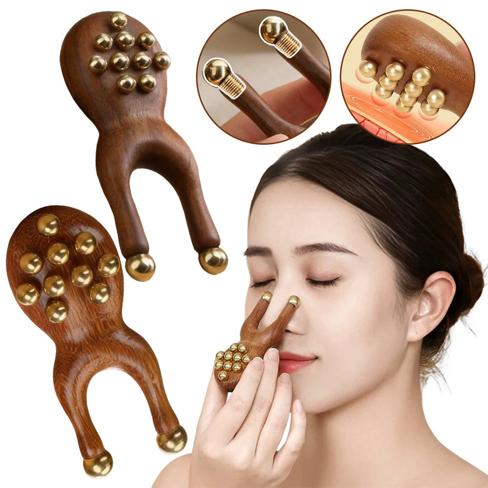 Wooden Brass Facial Massager – Face Lifting & Skin Tool