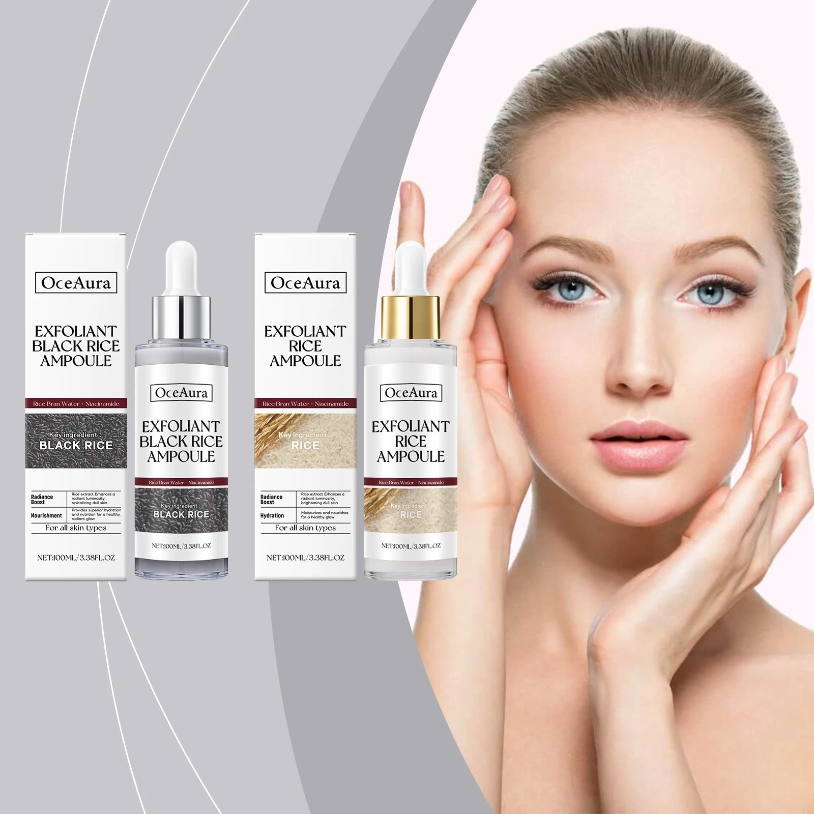 Rice Exfoliating Serum Dead Skin Remover Facial Glowing Replenisning Oil Control Shrink Pore Hyaluronic Acid Brightening Serum Oasis Select