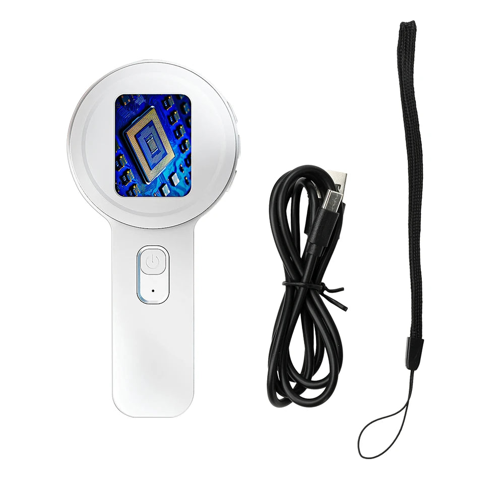 New Digital Microscope With 2.2-inch HD Screen 16 LED Lamp Beads Type-C Charging Angle Microscope For Circuit Board Repair Oasis Select White