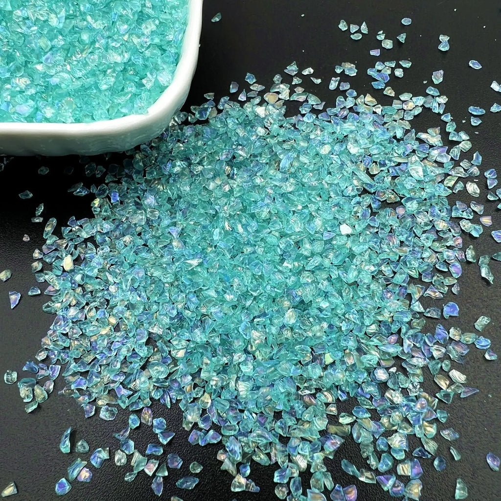 20g Glass Crushed Stone Irregularity Crystal Gravel Filling For DIY Epoxy Resin Mold Filler Crafts Decorative Nail Art Filler Oasis Select Mint Green 20g