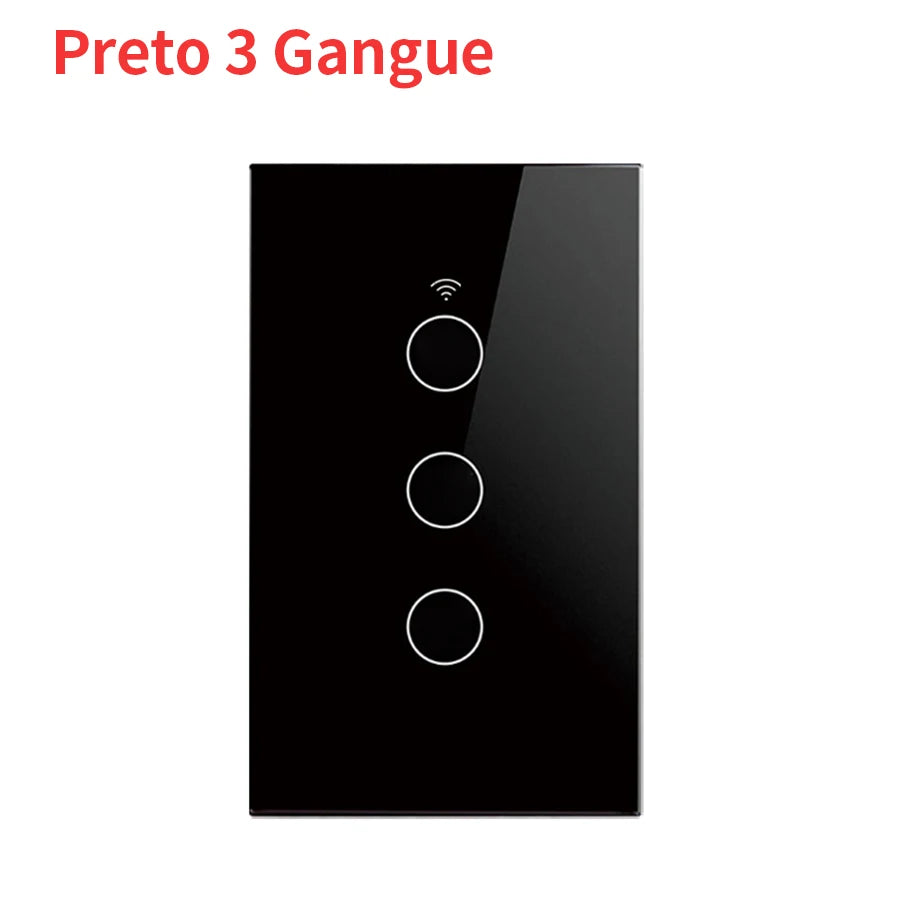 Tuya WiFi Touch Wall Smart Switch 1/2/3 Gang Light Switch Without Neutral Line Smart Life APP Control Support Alexa Google Home Oasis Select 3gang black