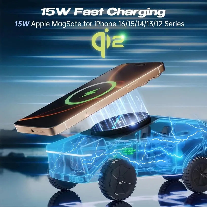 QI2 3 in 1 Magnetic Fast Wireless Charger Desktop Phone Stand For IPhone 17 16 15 14 13Pro Max Apple & Samsung Watch Airpods Pro Oasis Select