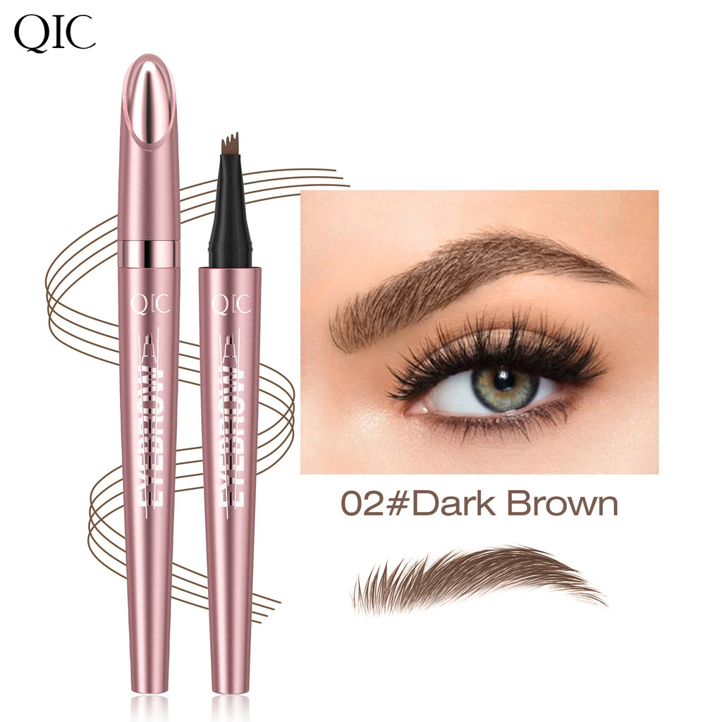 QIC 4-Fork Microblading Eyebrow Pencil – Waterproof, 6 Colors