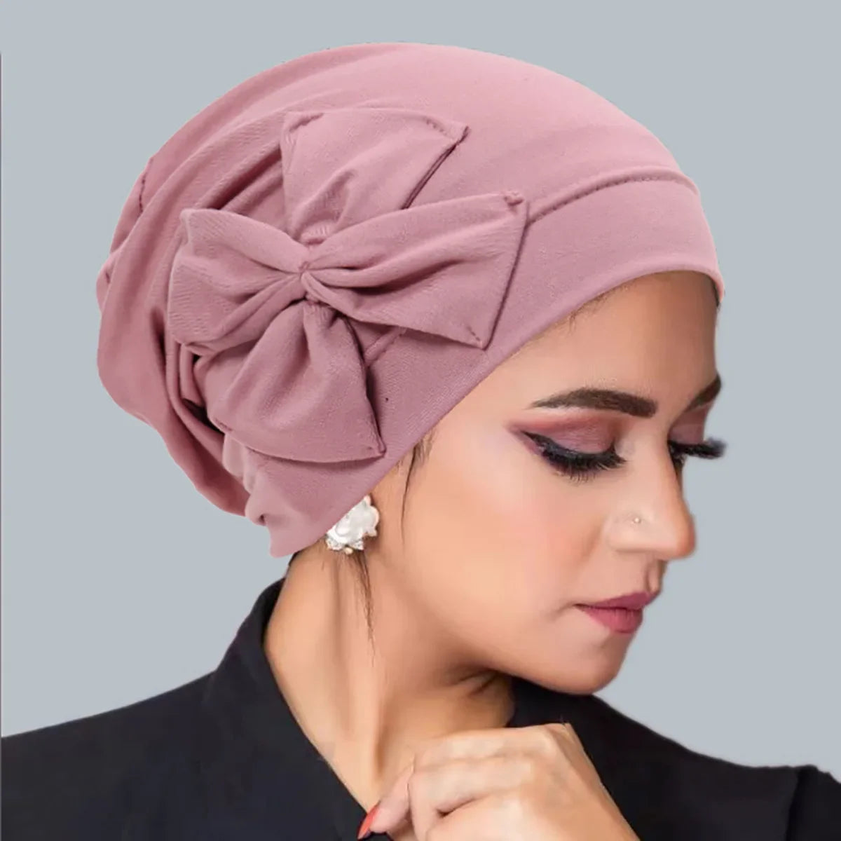New Muslim Women Inner Hijab Hat Bowknot Turban Indian Bonnet Headscarf Beanies Hair Loss Head Wrap Chemo Cap Turbante Mujer Oasis Select pifen