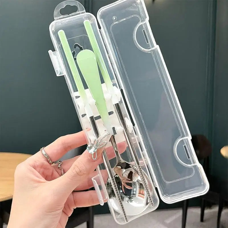 Korean Travel Cutlery Set – Stainless Steel Spoon & Chopsticks