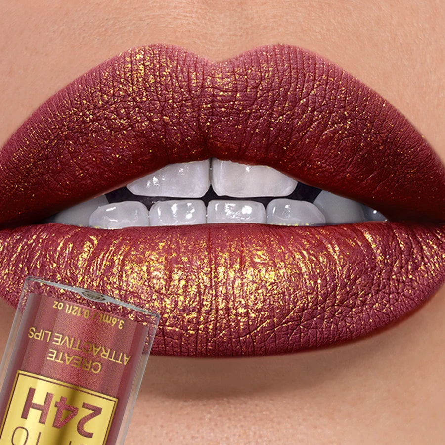 KAFURUX Glitter Metallic Lip Gloss – 14 Colors Long-Lasting