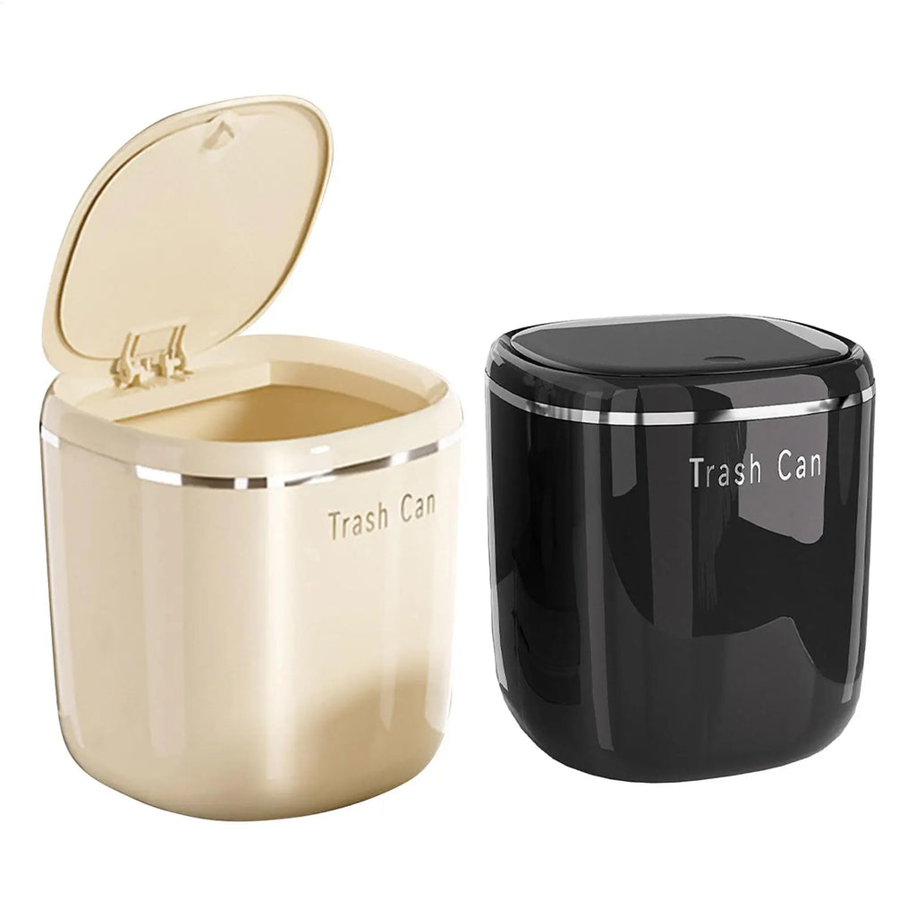 Mini Desk Trash Can with Lid – Compact 2.6L Press-Top Bin