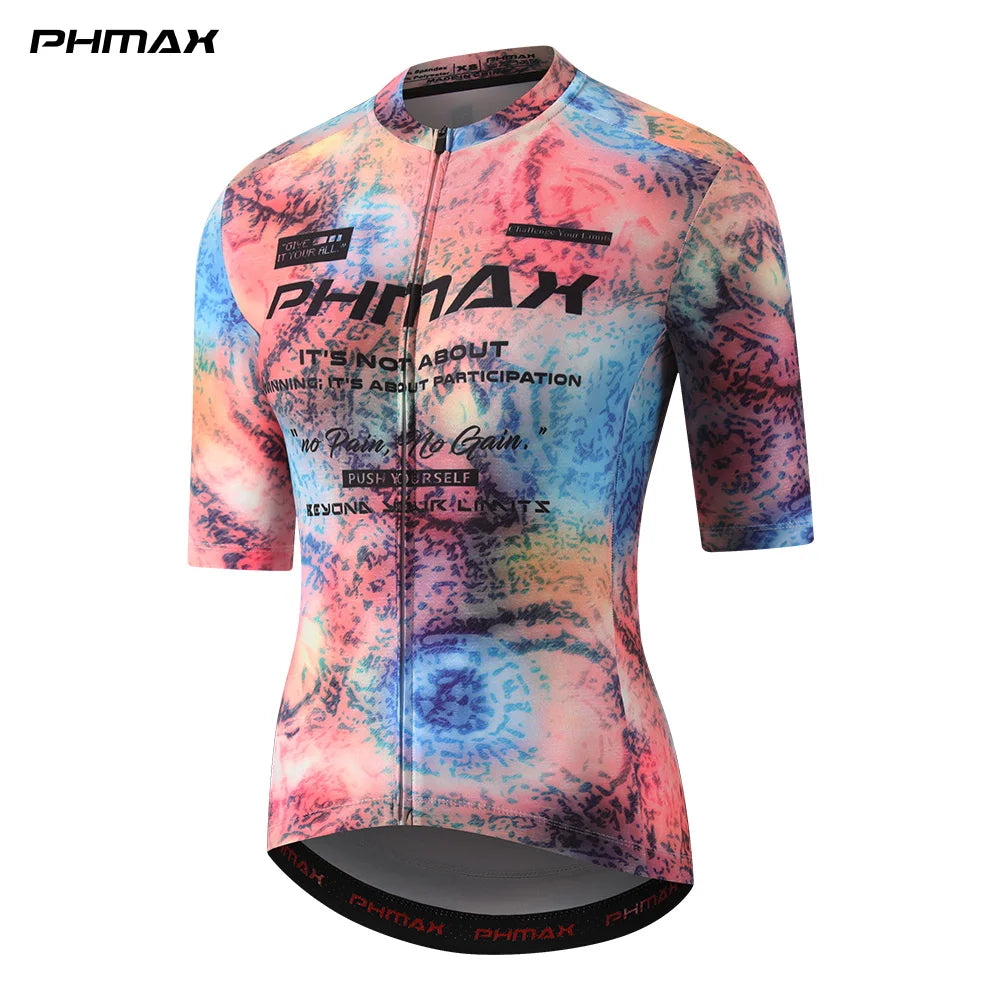 PHMAX Summer Women's Cycling Jersey Breathable Bicycle Mallot Ciclismo Shirts Quick Dry MTB Jersey Short Sleeve with Pocket Oasis Select 43901 S