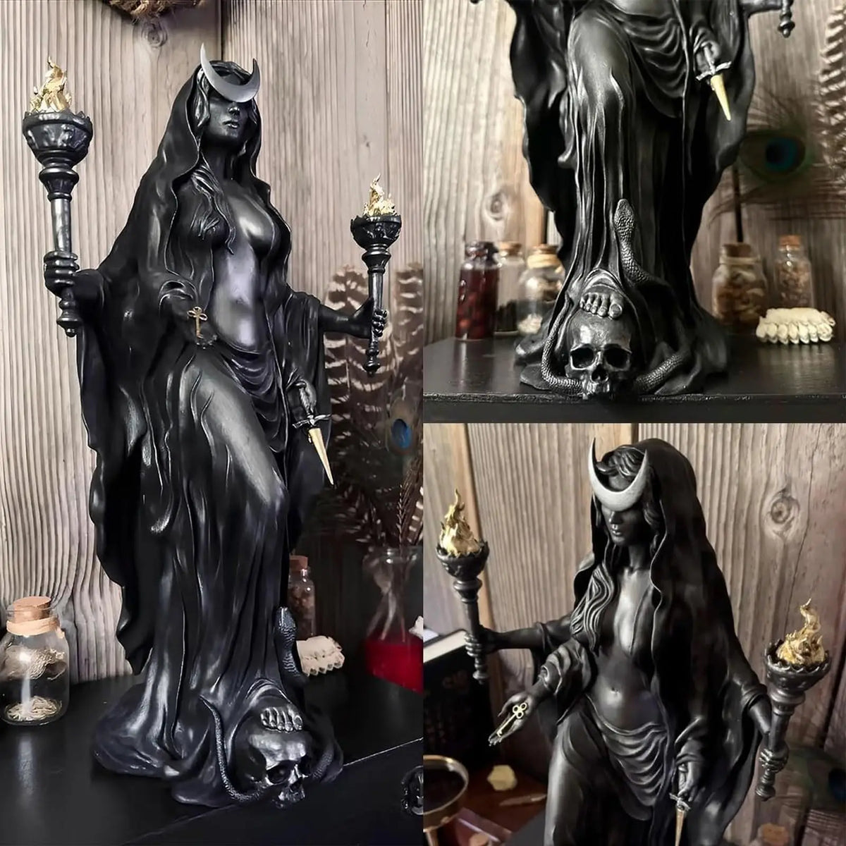 Hekate Niktipolos Goddess Figurine | Pagan Altar Sculpture Goddess Altar Figurine Oasis Select