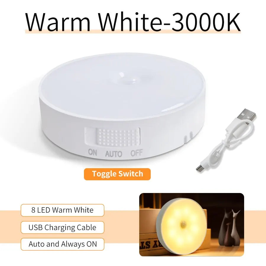 Rechargeable LED Motion Sensor Night Light | Cabinet & Closet Motion Sensor Night Light Oasis Select With Switch Warm