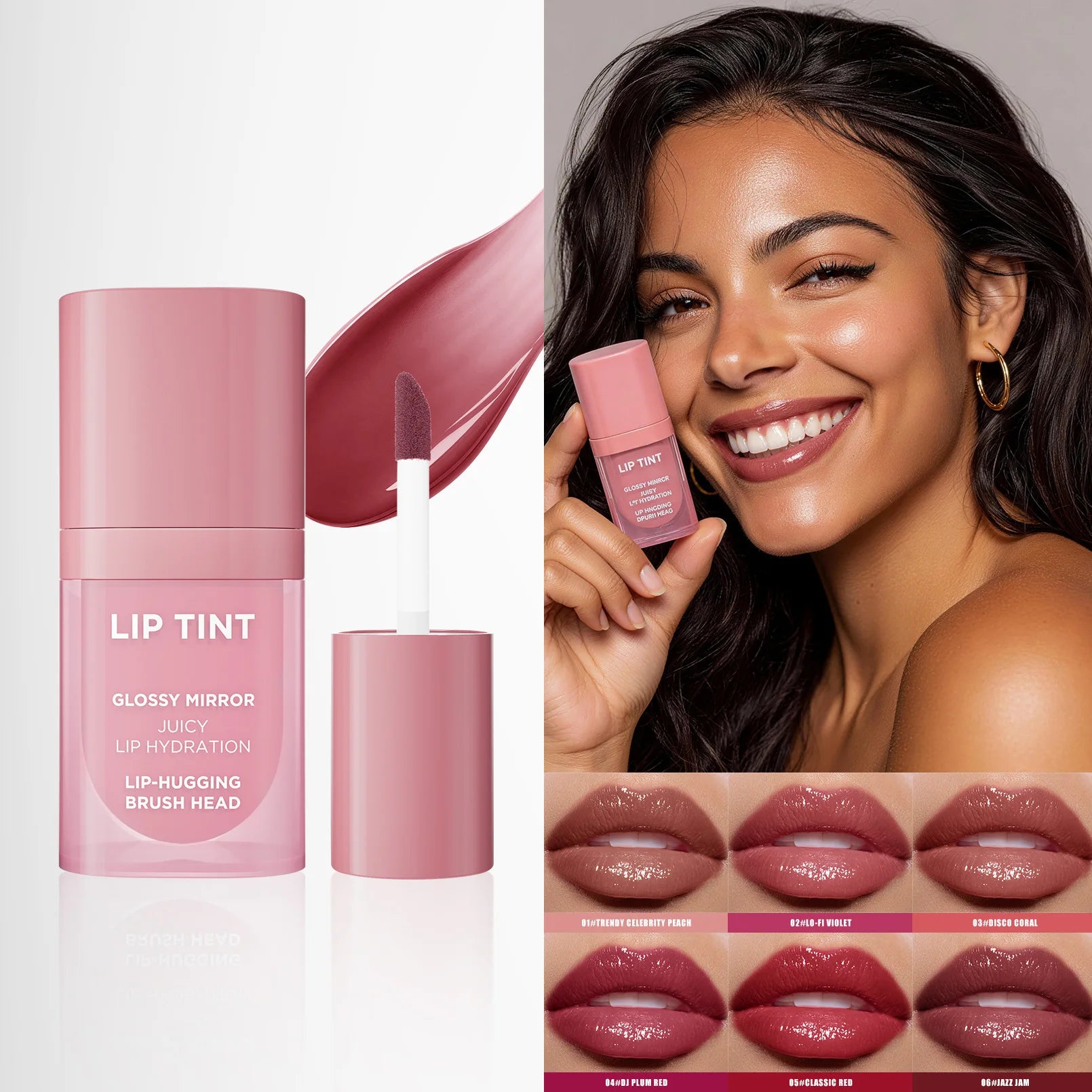 6 Colors Glossy Mirror Juicy Lip Tint Waterproof Non-stick Cup Long Lasting Moisturizing Lipstick High Shiny Lip Gloss Cosmetics Oasis Select