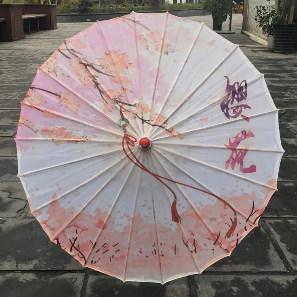 Handmade Silk Cloth Women Umbrella Waterproof Rain Proof Chinese Oil Paper Umbrella Decorative Ancient Dance Umbrella Oasis Select