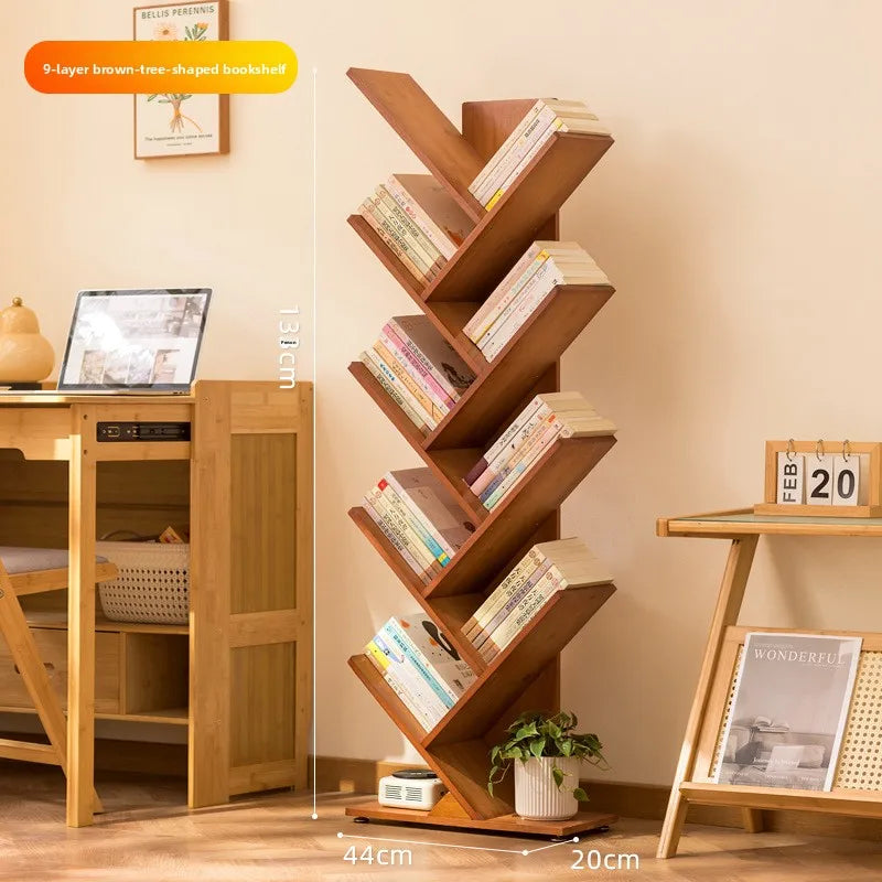 bookshelf Floor-to-ceiling shelf Living room integrated against the wall Corner small bookshelf Narrow children's bookcase Oasis Select Brown 9 layers