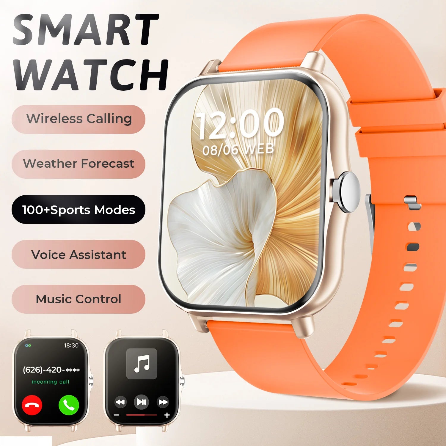 SIMSONLAB Smartwatch – Bluetooth Call & Fitness Tracker Watch