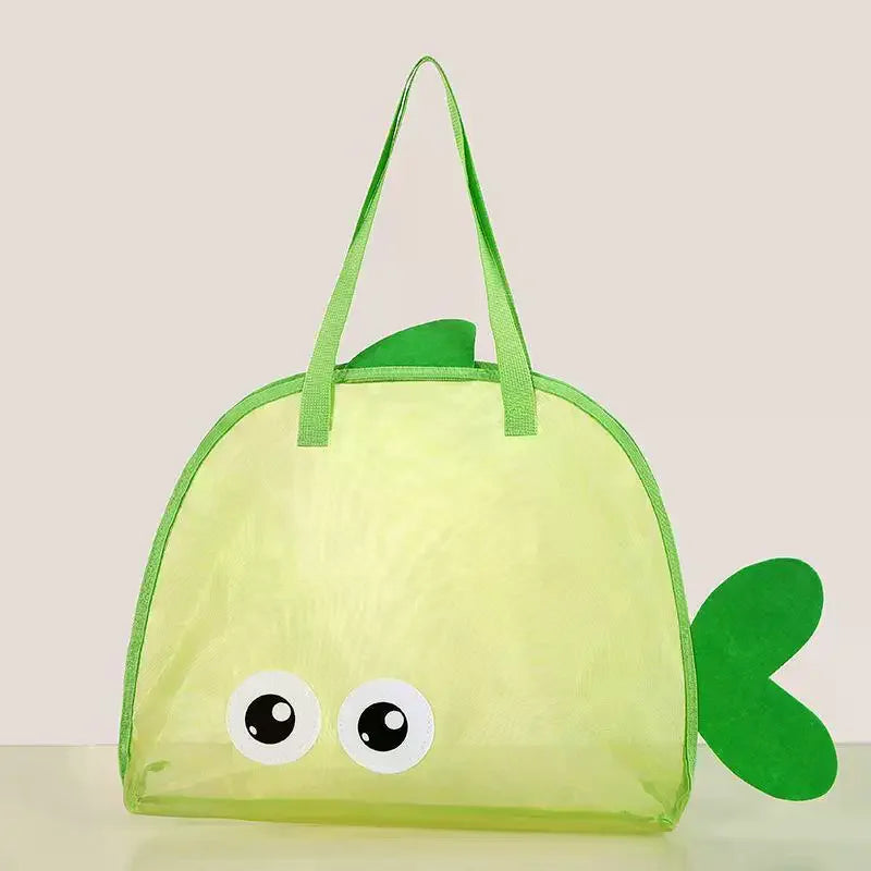 Cute Cartoon Large Capacity Storage Bag Foldable Breathable Mesh Sand Digging Toy Organizer Pouch For Travel Outdoor Sports Oasis Select