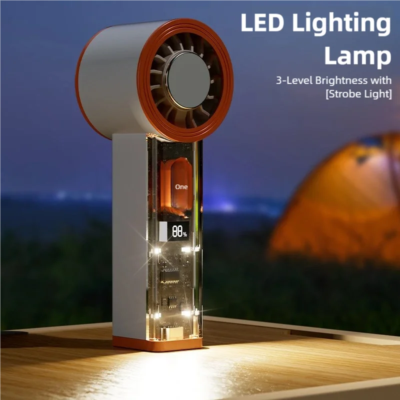 Ice Ceramic Cold Compress Handheld Fan 100 Speed 16°C Cooling 2000mAh Transparent Brushless Motor LED Light Portable Fan Oasis Select