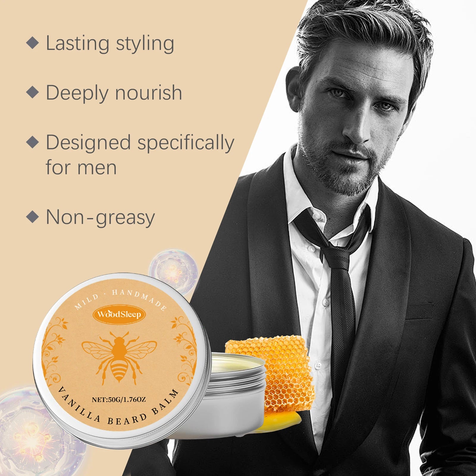 Natural Vanilla Beard Balm – Nourishing Men's Styling Cream 50g Beard Balm Oasis Select