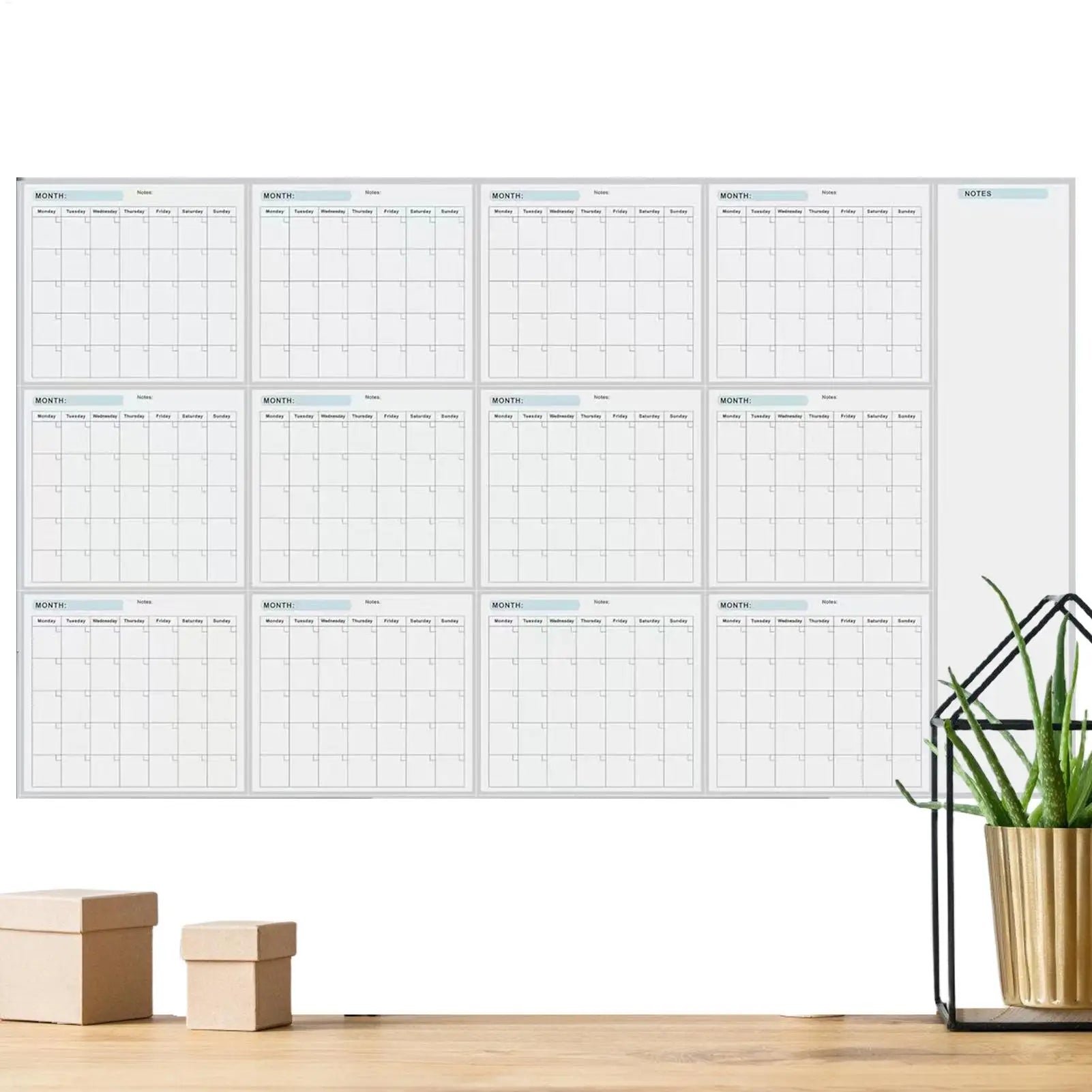 Wall Planner Erasable Large Wall Planner Calendar Erasable 12 Month Schedule Planner Reusable Blank Whiteboard Yearly Calendar Oasis Select